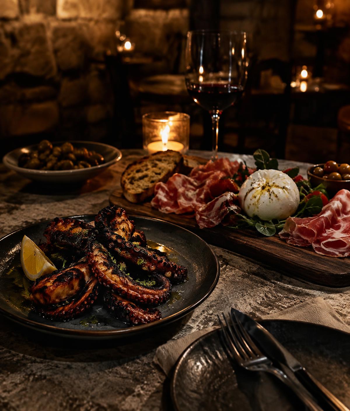 Polpo al forno e tagliere pugliese
